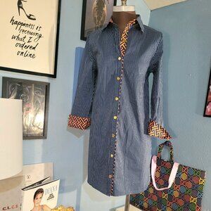 Tracey Negoshian Striped  Shirt Dress